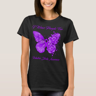 Butterfly I Wear Purple For Pediatric Stroke Aware T-Shirt