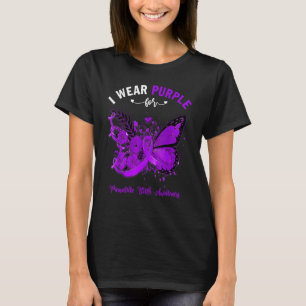 Butterfly I Wear Purple For Premature Birth Awaren T-Shirt