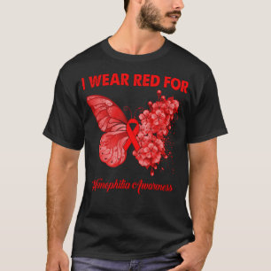 Butterfly I Wear Red For Haemophilia Awareness T-Shirt