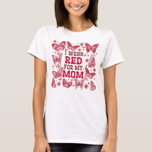 butterfly I wear red for mum blood cancer T-Shirt