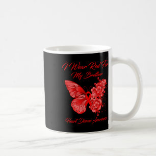 Butterfly I Wear Red For My Brother Heart Disease Coffee Mug