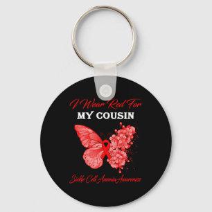 Butterfly I Wear Red For My Cousin Sickle Cell Ane Key Ring