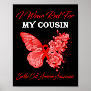 Butterfly I Wear Red For My Cousin Sickle Cell Ane Poster
