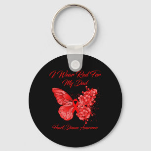 Butterfly I Wear Red For My Dad Heart Disease Awar Key Ring
