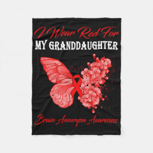 Butterfly I Wear Red For My Granddaughter Brain An Fleece Blanket