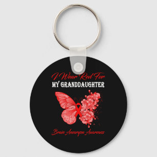 Butterfly I Wear Red For My Granddaughter Brain An Key Ring