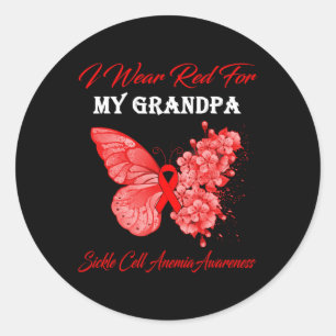 Butterfly I Wear Red For My Grandpa Sickle Cell An Classic Round Sticker