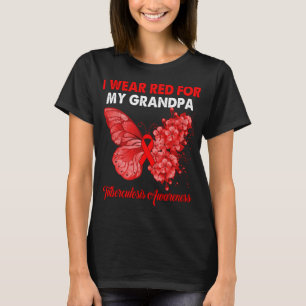 Butterfly I Wear Red For My Grandpa Tuberculosis T-Shirt