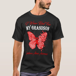 Butterfly I Wear Red For My Grandson Substance Abu T-Shirt
