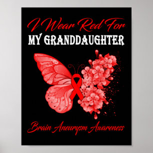 Butterfly I Wear Red For My Husband Brain Aneurysm Poster