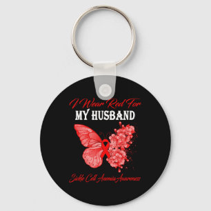 Butterfly I Wear Red For My Husband Sickle Cell An Key Ring