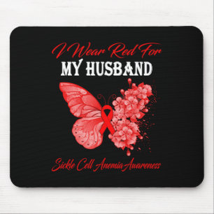 Butterfly I Wear Red For My Husband Sickle Cell An Mouse Pad