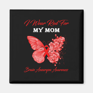 Butterfly I Wear Red For My Mum Brain Aneurysm Awa Magnet