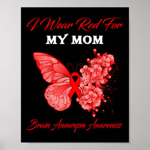 Butterfly I Wear Red For My Mum Brain Aneurysm Awa Poster