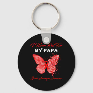 Butterfly I Wear Red For My Papa Brain Aneurysm Aw Key Ring