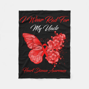 Butterfly I Wear Red For My Uncle Heart Disease Aw Fleece Blanket