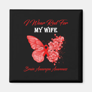Butterfly I Wear Red For My Wife Brain Aneurysm Aw Magnet
