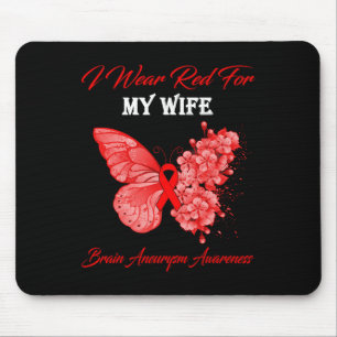 Butterfly I Wear Red For My Wife Brain Aneurysm Aw Mouse Pad