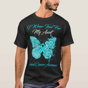 Butterfly I Wear Teal For My Aunt Cervical Cancer T-Shirt