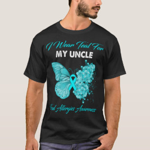 Butterfly I Wear Teal For My Uncle Food Allergies T-Shirt