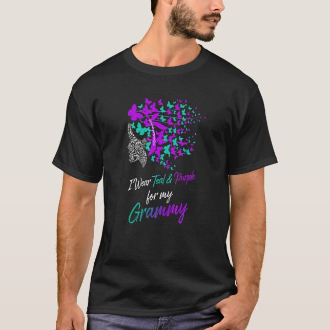 Butterfly I Wear Teal & Purple For GramSuicide Pre T-Shirt (Front)