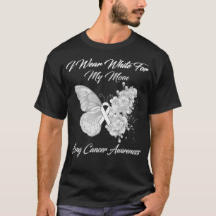 Butterfly I Wear White For My Mum Lung Cancer Awar T-Shirt