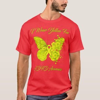 Butterfly I Wear Yellow For ADHD Awareness Premium T-Shirt