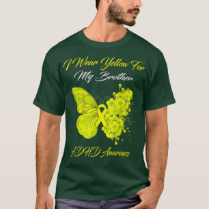 Butterfly I Wear Yellow For My Brother ADHD Awaren T-Shirt