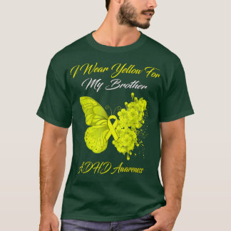 Butterfly I Wear Yellow For My Brother ADHD Awaren T-Shirt