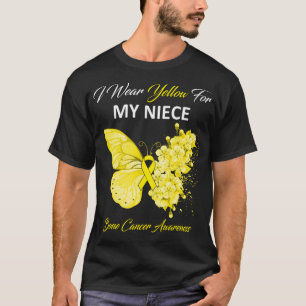 Butterfly I Wear Yellow For My Niece Bone Cancer A T-Shirt