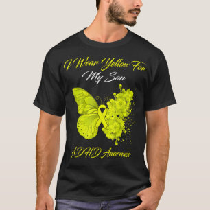 Butterfly I Wear Yellow For My Son ADHD Awareness  T-Shirt