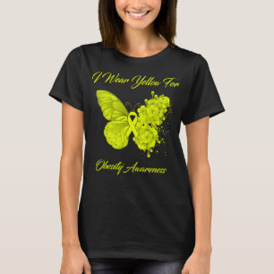 Butterfly I Wear Yellow For Obesity Awareness T-Shirt