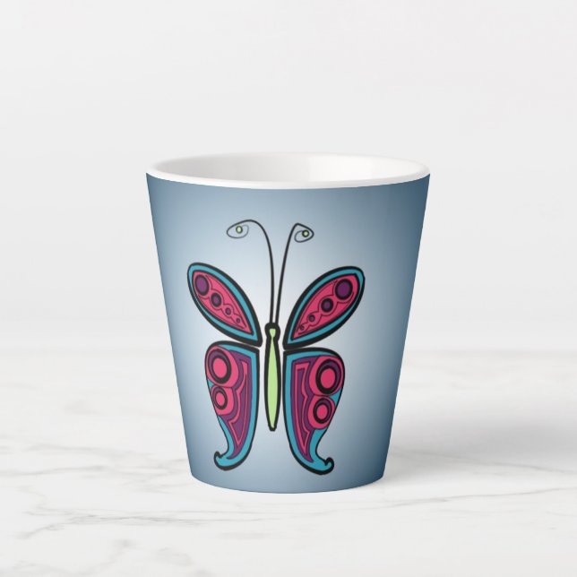 Butterfly Illustration Latte Mug (Front)