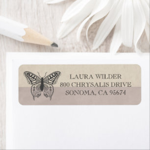 Butterfly Illustration Name Monogram Return Address Label