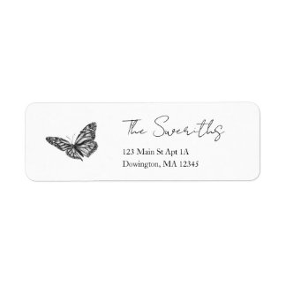 Butterfly Illustration Return Address Label