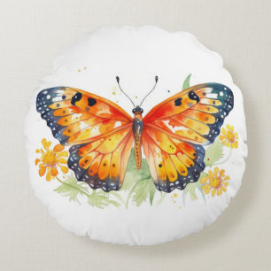 Butterfly illustration round cushion