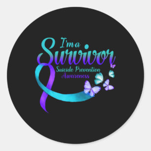 Butterfly I'm A Survivor Suicide Prevention Awaren Classic Round Sticker