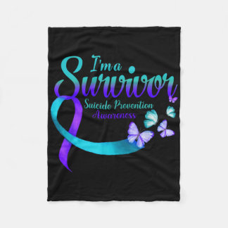 Butterfly I'm A Survivor Suicide Prevention Awaren Fleece Blanket