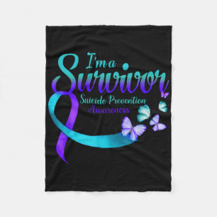 Butterfly Im A Survivor Suicide Prevention Awaren  Fleece Blanket
