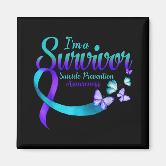 Butterfly Im A Survivor Suicide Prevention Awarene Magnet (Front)