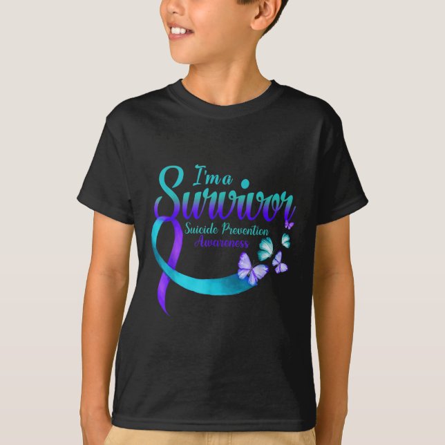 Butterfly Im A Survivor Suicide Prevention Awarene T-Shirt (Front)