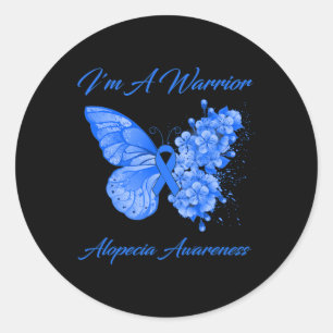 Butterfly I'm A Warrior Alopecia Awareness Classic Round Sticker