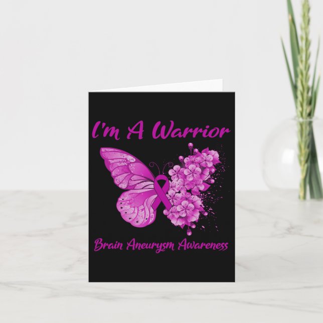Butterfly I'm A Warrior Brain Aneurysm Awareness 1 Card (Front)