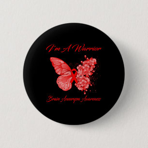 Butterfly I'm A Warrior Brain Aneurysm Awareness  6 Cm Round Badge