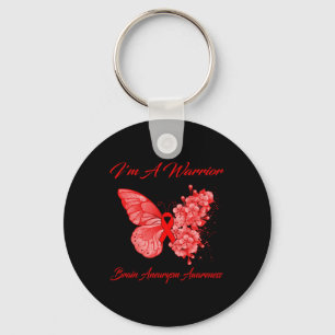 Butterfly I'm A Warrior Brain Aneurysm Awareness  Key Ring