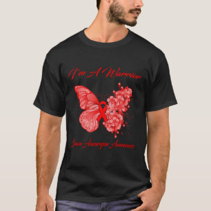 Butterfly I'm A Warrior Brain Aneurysm Awareness  T-Shirt