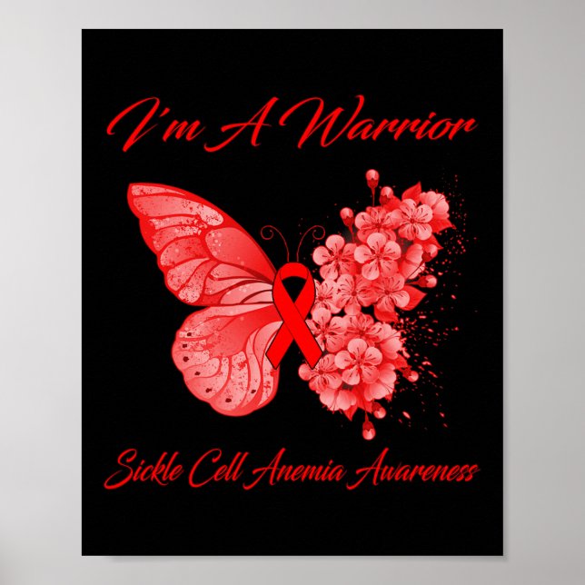 Butterfly I'm A Warrior Sickle Cell Anaemia Awaren Poster (Front)