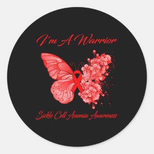 Butterfly I'm A Warrior Sickle Cell Anemia Awarene Classic Round Sticker