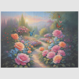 Butterfly in a Rose Garden Decoupage Tissue Paper