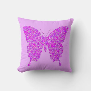 Butterfly in abstract pattern - lavender, purple cushion